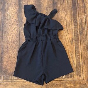 Black Ruffled Kids Romper